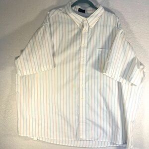 Alexander L Loyd men’s white blue/pink striped short sleeve big man 22 shirt.